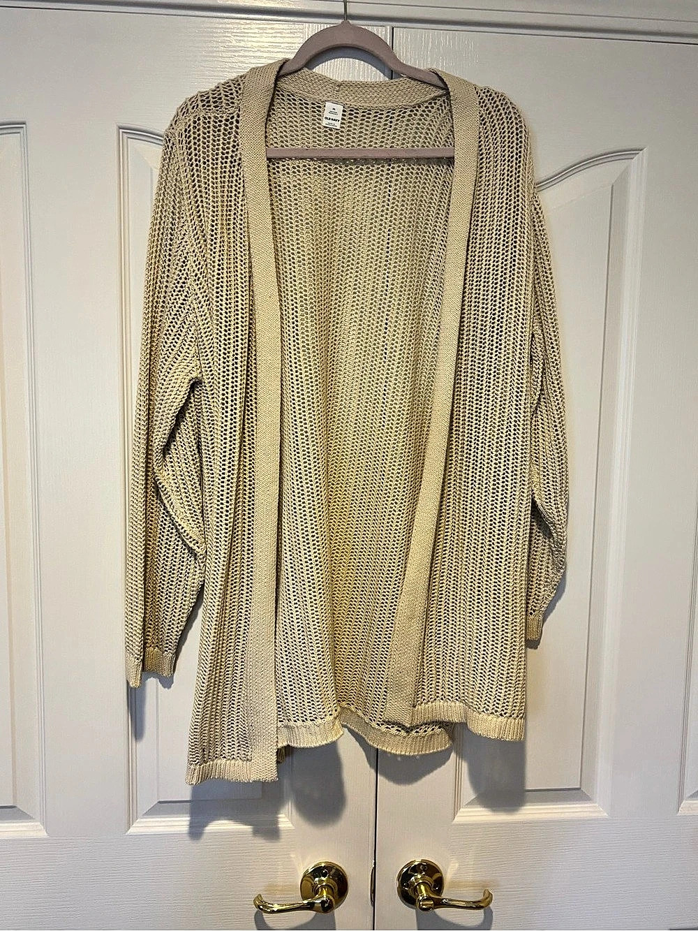 Old Navy Open-Front Longline Sweater Cardigan Beige XL